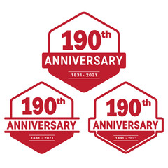 190 years anniversary celebration logotype. 190th anniversary logo collection. Set of anniversary design template. Vector and illustration. 