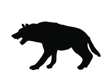 Hyena vector silhouette illustration isolated on white background. Wild animal from Africa. Scary predator. Safari wildlife member.