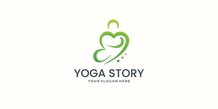 Abstract yoga human line logo. Thread person infinity balance logotype. Creative spa, guru vector mark