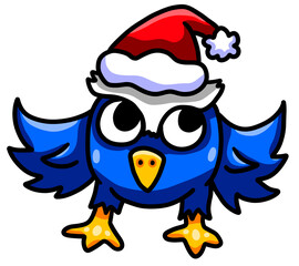 Fototapeta premium Stylized Adorable Happy Blue Christmas Owl