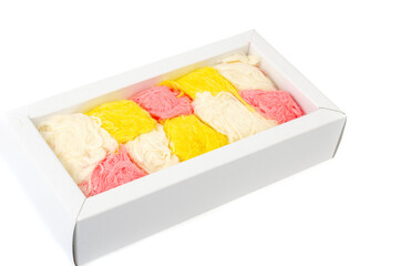 Turkish sweetness of sugar halvah pishmanie color. Studio Photo