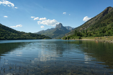 view of the Lanuza reservoir located in the Aragonese Pyrenees in the province of Huesca, Spain