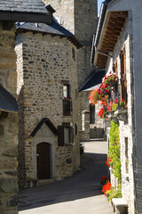 Lanuza town, an old village on the banks of the Gallego river, located in Hueca, Aragon, Spain.