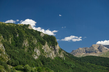 view of mountains in the Aragonese Pyrenees, in the province of Huesca, Spain.