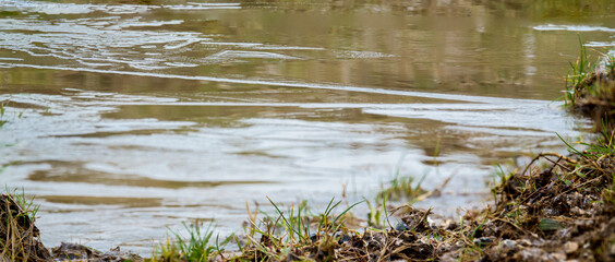 frozen pool of water with patterns and ripples in the ice