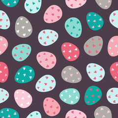 Easter eggs seamless pattern. Decorated Easter eggs. Design for textiles, packaging, wrappers, greeting cards, paper, printing. Vector illustration