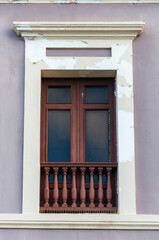 Interesting Wooden Window on Colorful San Juan Puerto Rico House 