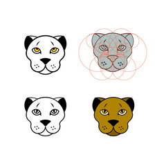 Modern, minimalistic leopard, head logo design in circle grid style