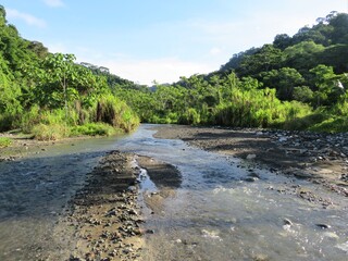 river in the mountains in a jungle of Costa Rica