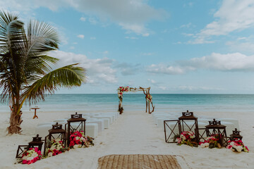 wedding set up on the beach