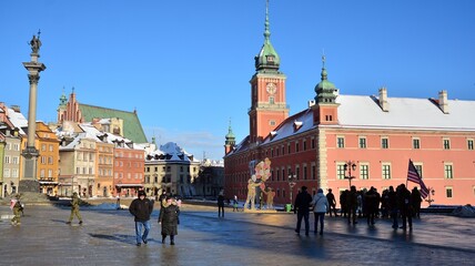 Obraz premium Old town is the historic center of city. Snow day. Winter, architecture concept.