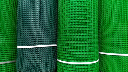 Green plastic grid in roll