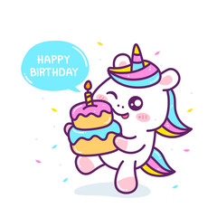 cute little unicorn with a cake