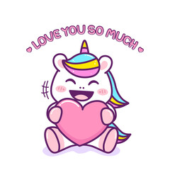 cute little unicorn hug a heart