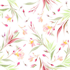 Acuarela. Diseño floral pintado a mano. Patrón para estampado textil, papelería, decoración del hogar. 