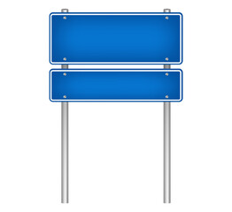 Obraz premium Blank blue square signs on poles, 3d vector illustration