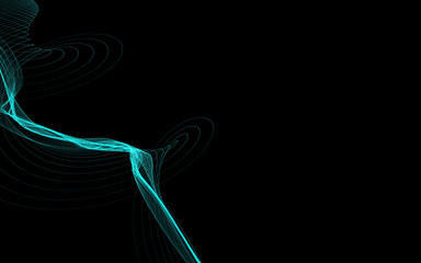 Dark abstract background with a glowing abstract waves