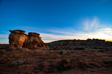 Fototapeta na wymiar Utah desert countryside as seen from the road, mountains, rock formation, rugged terrain