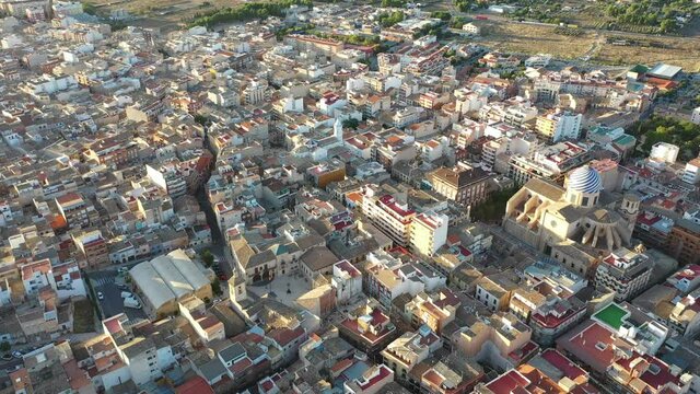 Aerial view of the city Yecla. Province of Murcia. Spain