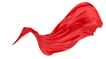 Beautiful flowing fabric of red wavy silk or satin. 3d rendering image.