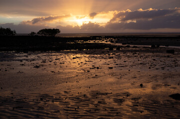 Sunrise over  the beach