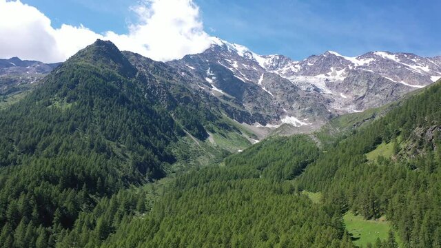 Picturesque highland alpine landscape on Simplon Pass at summer day