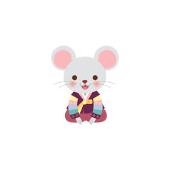 Cute mouse character in Korean traditional costume Hanbok.