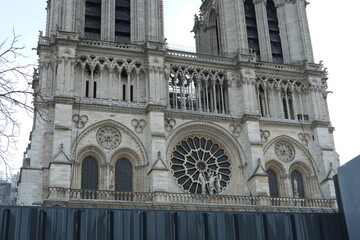 Fototapeta premium Notre Dame de Paris cathedral during recontruction work (january 2021) - 21 months after burning.
