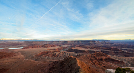 Golden hour sunlight over Dead Horse Point Southern Utah.