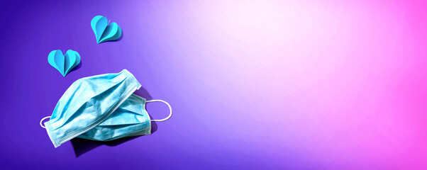 Medical worker appreciation theme with hearts and a face mask