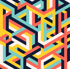 Abstract colorful isometric geometric shape pattern background modern art style