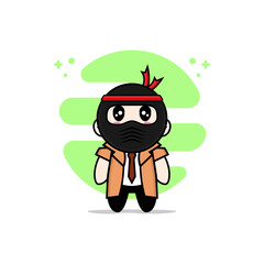 Cute detective character wearing ninja costume.