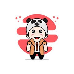 Obraz na płótnie Canvas Cute detective character wearing panda costume.