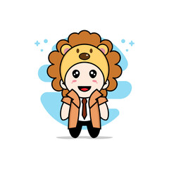Cute detective character wearing lion costume.