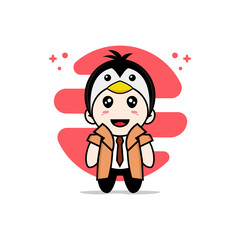 Cute detective character wearing Penguin costume.