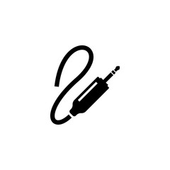 Jack audio input icon. Jack plug, mic, headphone wire symbol.