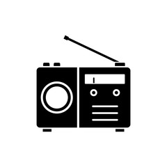 Vintage radio icon for media concept.