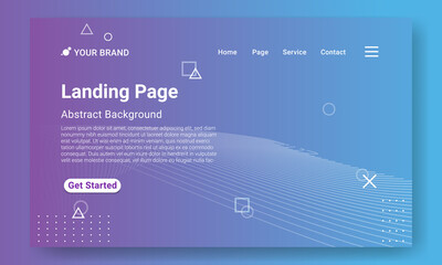Modern Blue gradient geometric background with dynamic shapes, wave and geometric element. Modern Landing Page Website Template. Design for website and mobile website development.