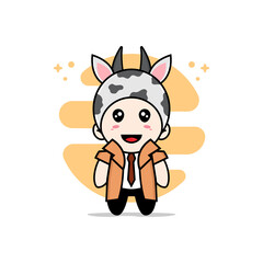 Cute detective character wearing cow costume.