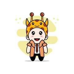 Cute detective character wearing giraffe costume.