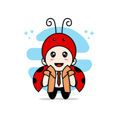 Cute detective character wearing beetle costume.