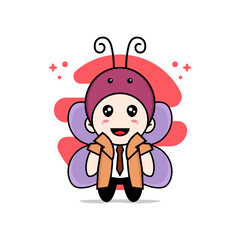 Cute detective character wearing butterfly costume.