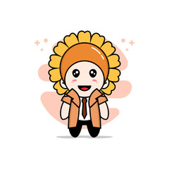 Cute detective character wearing sunflower costume.
