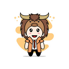 Cute detective character wearing bull costume.
