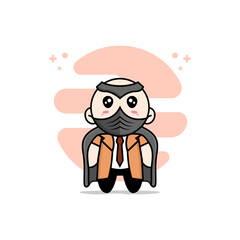 Cute detective character wearing superhero costume.