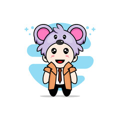 Cute detective character wearing koala costume.