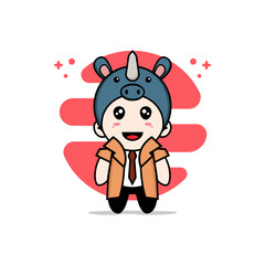Cute detective character wearing rhino costume.