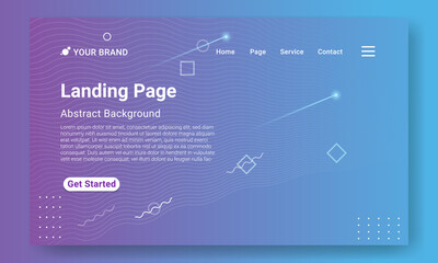 Modern Landing Page Website Template. Modern Blue gradient geometric background with dynamic shapes, wave and geometric element. Design for website and mobile website development.