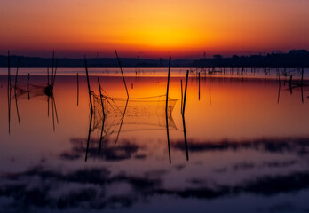 朝焼けの印旛沼