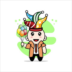 Cute detective character wearing birthday costume.